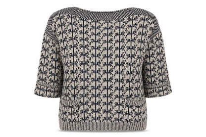 Marks and Spencer Womens Beige Geometric Knit Pullover Jumper Size 8  - Blue