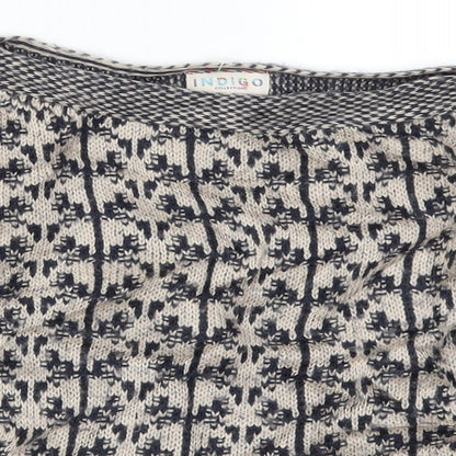 Marks and Spencer Womens Beige Geometric Knit Pullover Jumper Size 8  - Blue