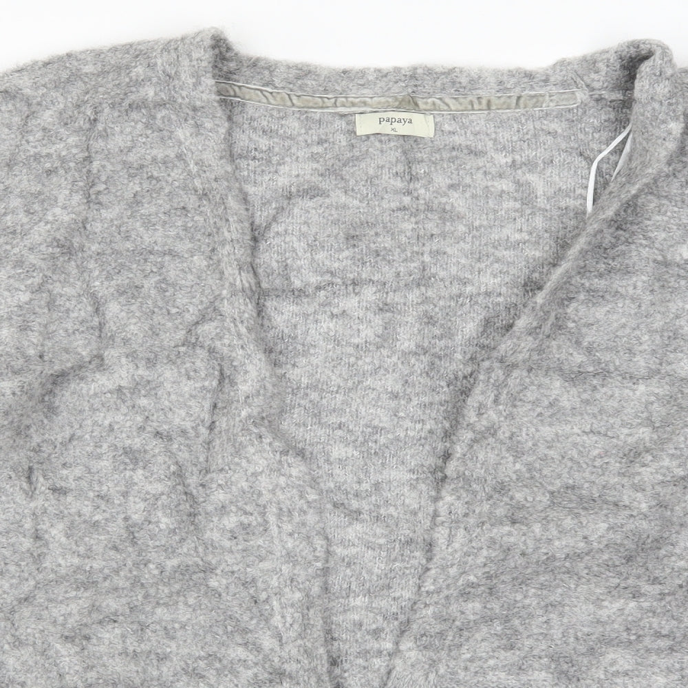 Womens UK Size XL Papaya Grey Cardigan Jumper
