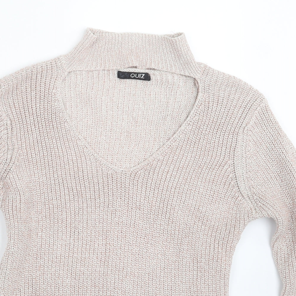 Womens UK Size S Quiz Pink Pullover Jumper