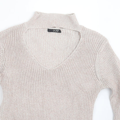 Womens UK Size S Quiz Pink Pullover Jumper