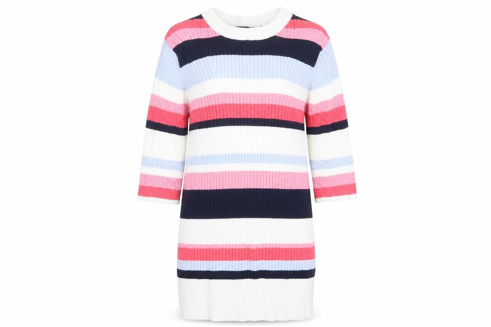 Marks & Spencer Womens Pink Striped Knit Pullover Jumper Size 8