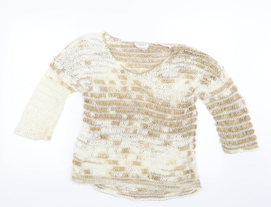 Womens UK Size M NEXT Beige Pullover Jumper