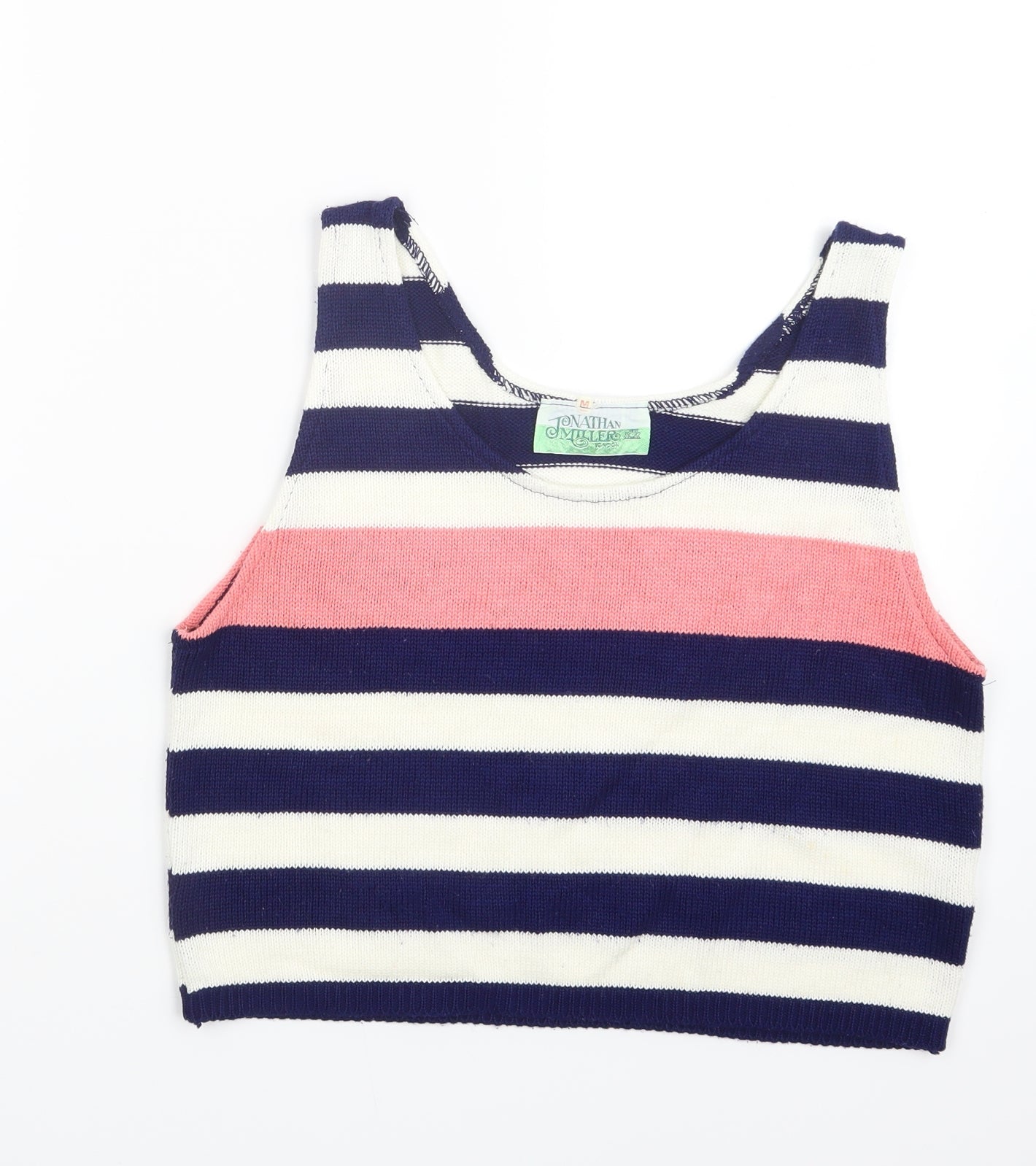 Jonathan Miller Womens Blue Striped Knit Cropped T-Shirt Size M