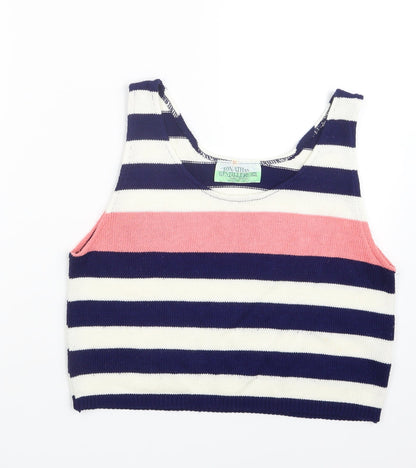 Jonathan Miller Womens Blue Striped Knit Cropped T-Shirt Size M