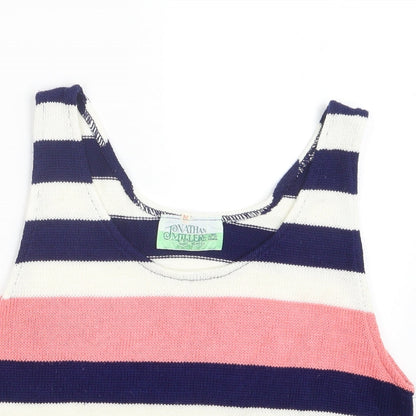 Jonathan Miller Womens Blue Striped Knit Cropped T-Shirt Size M