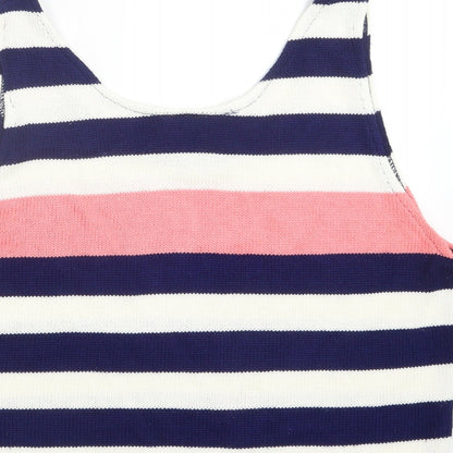 Jonathan Miller Womens Blue Striped Knit Cropped T-Shirt Size M