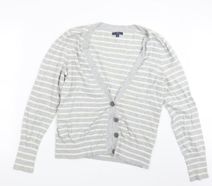 Gap Womens Grey Striped Knit Cardigan Jumper Size L