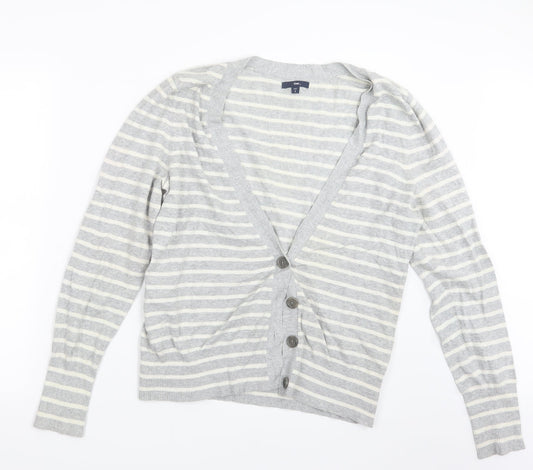 Gap Womens Grey Striped Knit Cardigan Jumper Size L