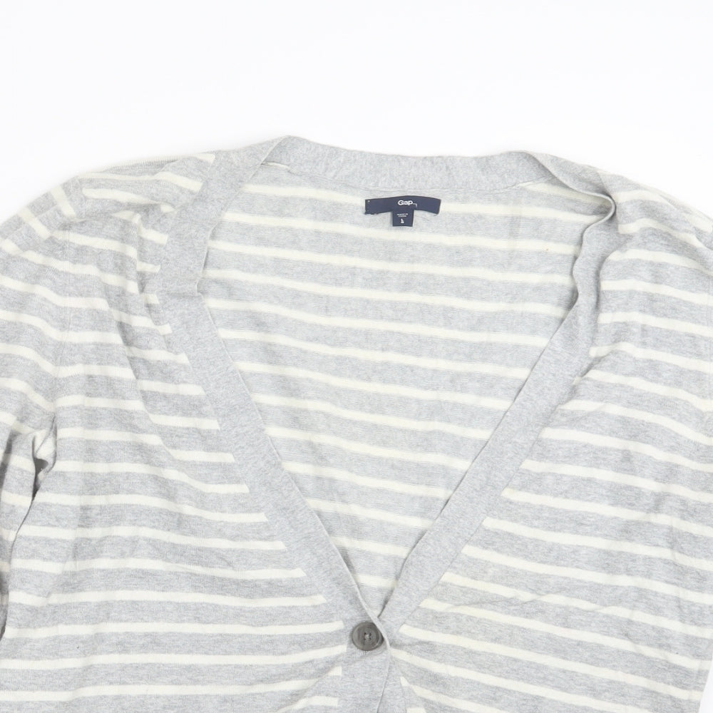 Gap Womens Grey Striped Knit Cardigan Jumper Size L