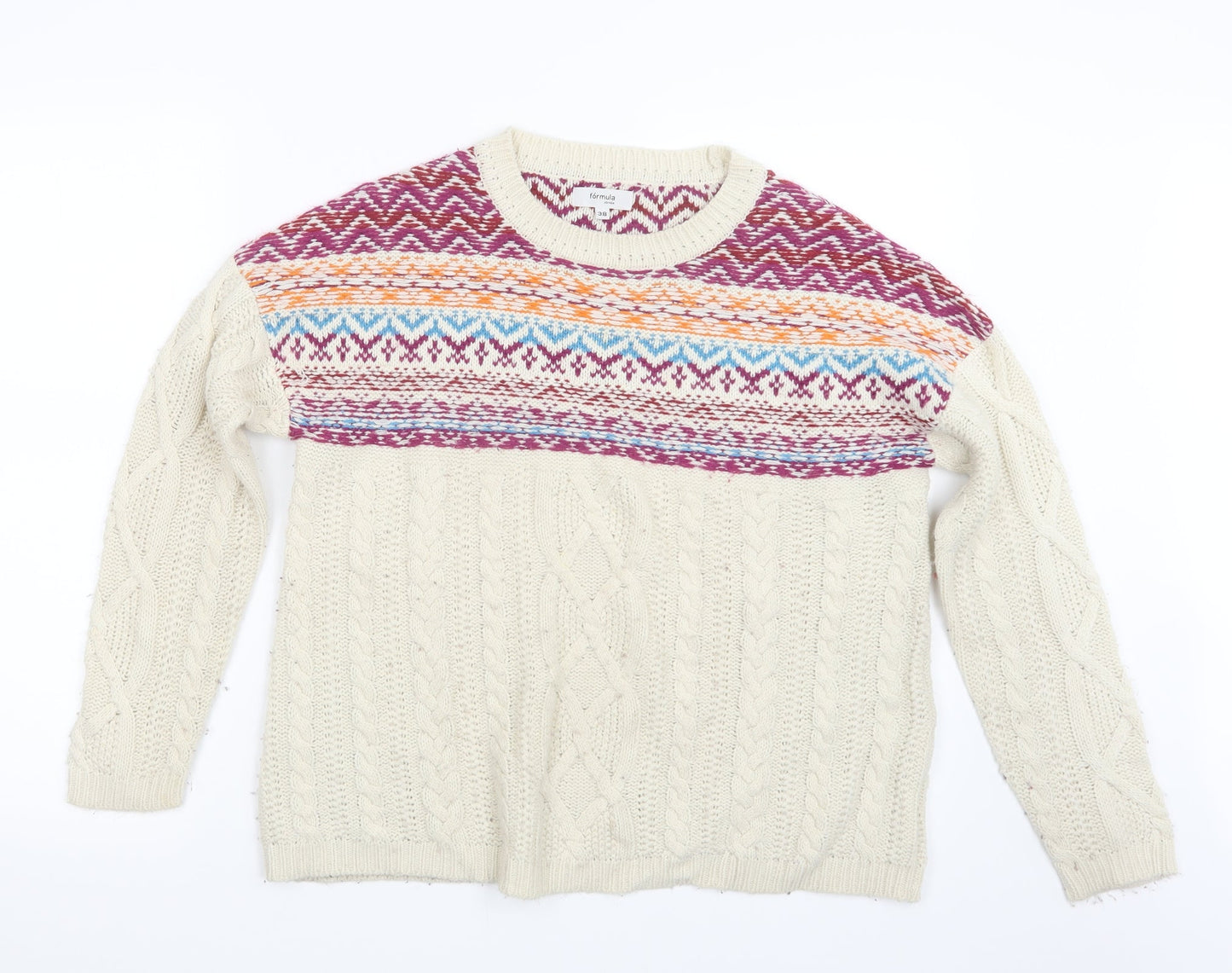 Formula Womens White  Knit Pullover Jumper Size 10