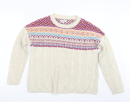 Formula Womens White  Knit Pullover Jumper Size 10