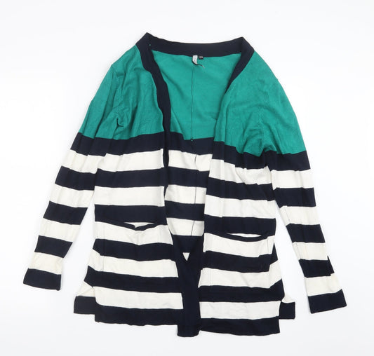 Intuition Womens White Striped Knit Cardigan Jumper Size 12