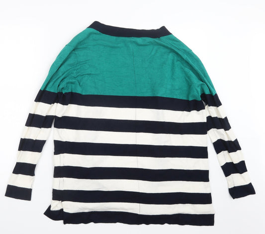 Intuition Womens White Striped Knit Cardigan Jumper Size 12