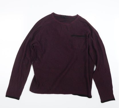 Cedar Wood State Mens Purple  Knit Pullover Jumper Size XL