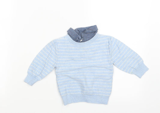 NEXT Boys Blue Striped Knit Pullover Jumper Size 6-9 Months