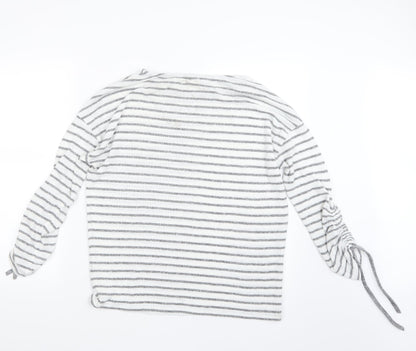 TU Womens Grey Striped Knit Pullover Jumper Size 12