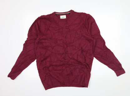 Easy Mens Purple  Knit Pullover Jumper Size M