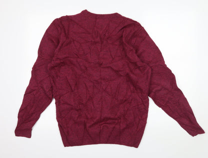 Easy Mens Purple  Knit Pullover Jumper Size M
