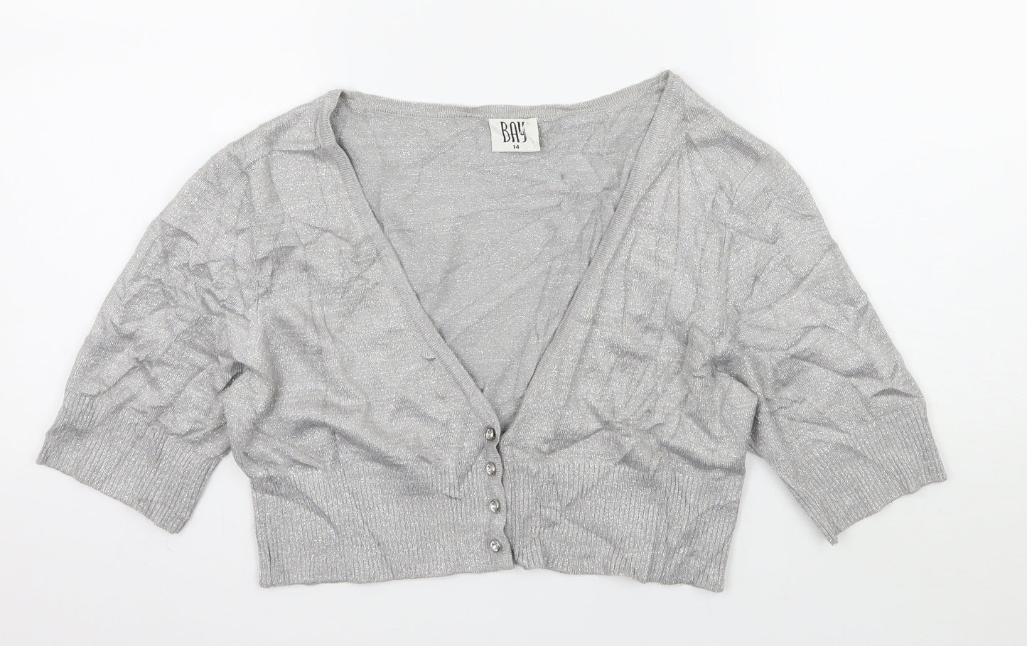 Bay Womens Grey  Knit Cardigan Jumper Size 14