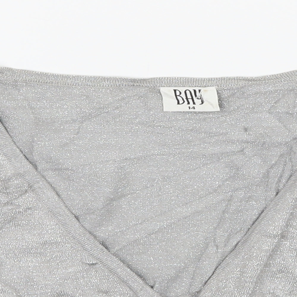Bay Womens Grey  Knit Cardigan Jumper Size 14