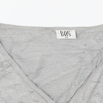 Bay Womens Grey  Knit Cardigan Jumper Size 14
