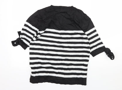 Papaya Womens Black Striped Knit Basic T-Shirt Size 10