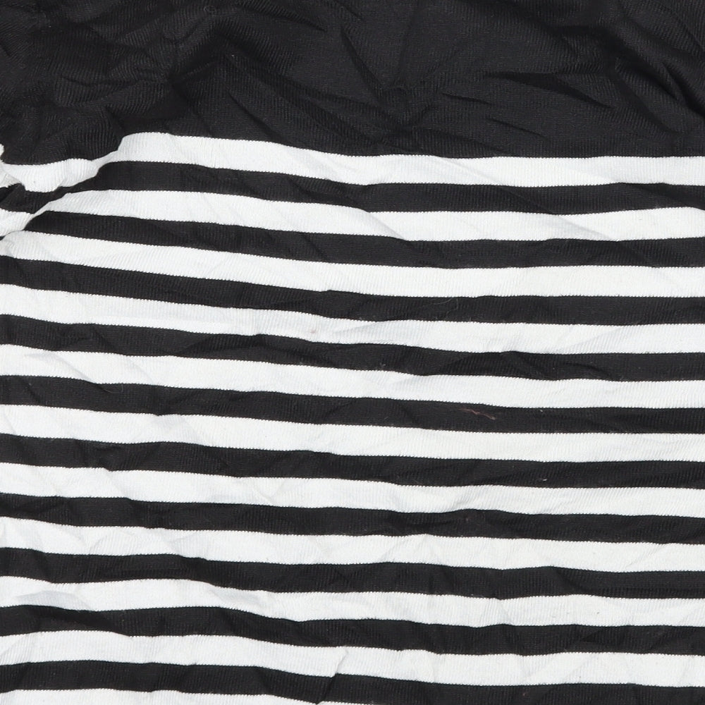 Papaya Womens Black Striped Knit Basic T-Shirt Size 10