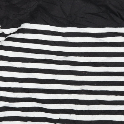 Papaya Womens Black Striped Knit Basic T-Shirt Size 10