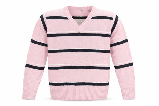 Preowrn Boys Pink Striped Knit Pullover Jumper Size L