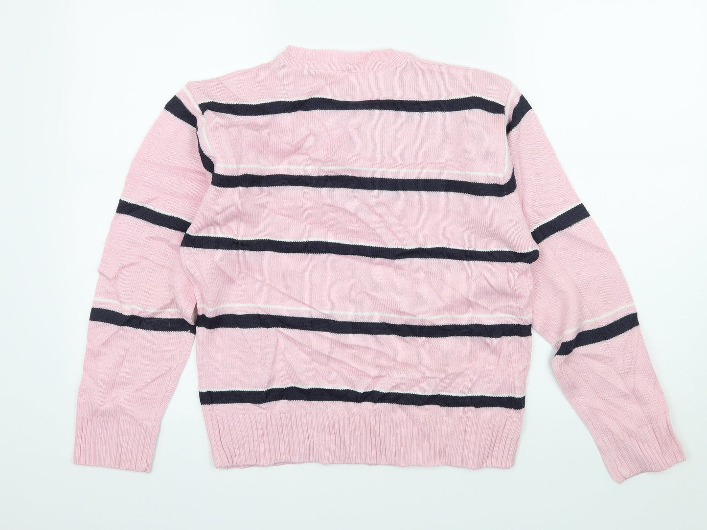 Preowrn Boys Pink Striped Knit Pullover Jumper Size L