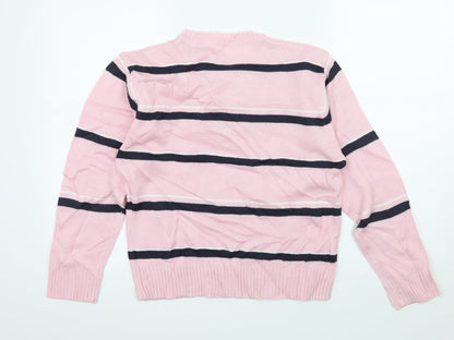 Preowrn Boys Pink Striped Knit Pullover Jumper Size L