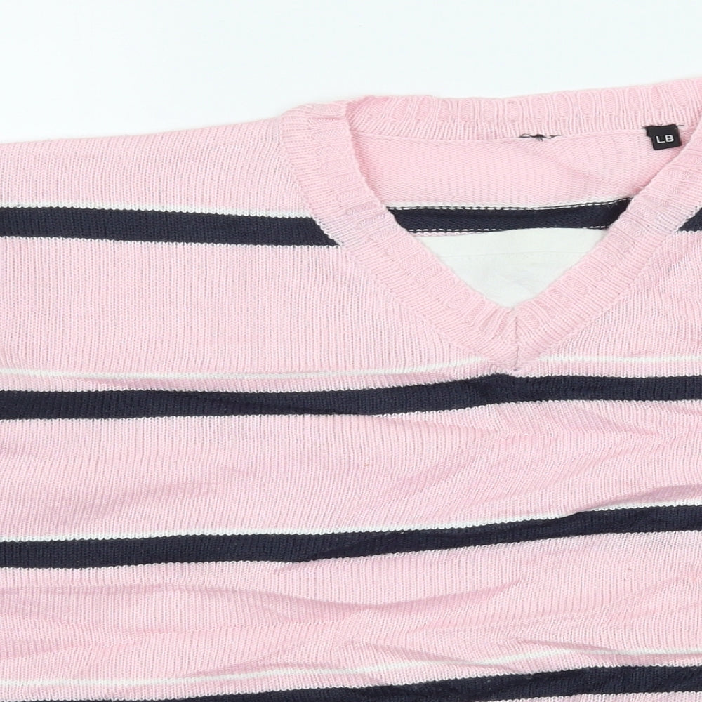 Preowrn Boys Pink Striped Knit Pullover Jumper Size L
