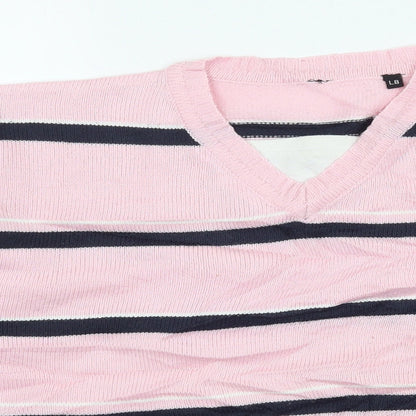 Preowrn Boys Pink Striped Knit Pullover Jumper Size L