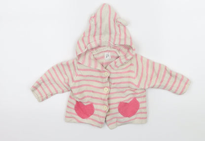 Gap Girls Ivory Striped Knit Cardigan Jumper Size 3-6 Months