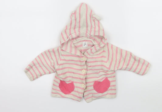 Gap Girls Ivory Striped Knit Cardigan Jumper Size 3-6 Months