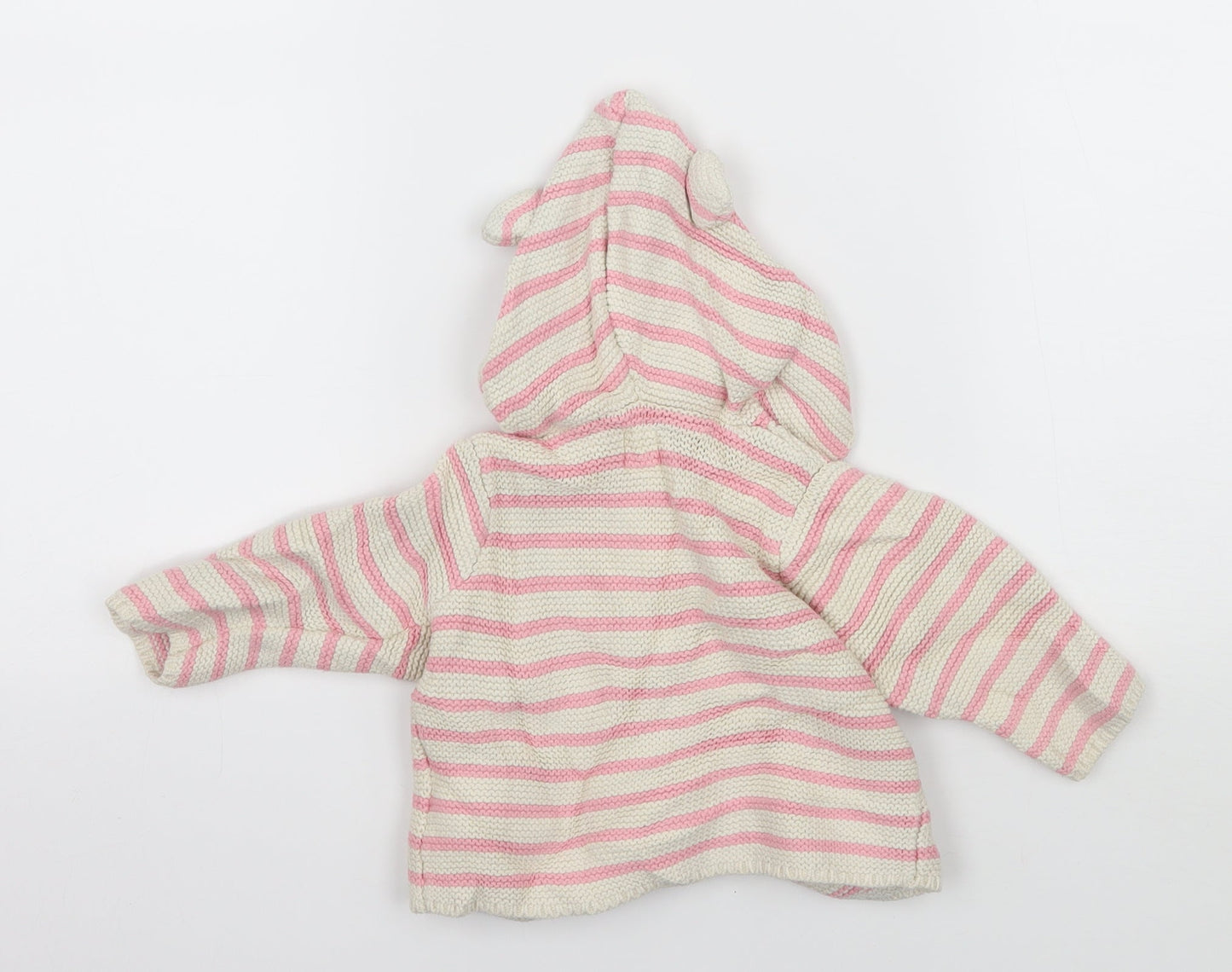 Gap Girls Ivory Striped Knit Cardigan Jumper Size 3-6 Months