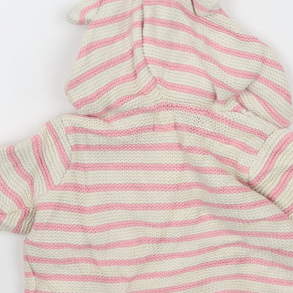 Gap Girls Ivory Striped Knit Cardigan Jumper Size 3-6 Months
