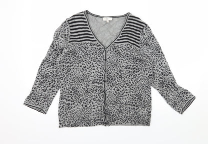 CC Womens Grey Animal Print Knit Cardigan Jumper Size M