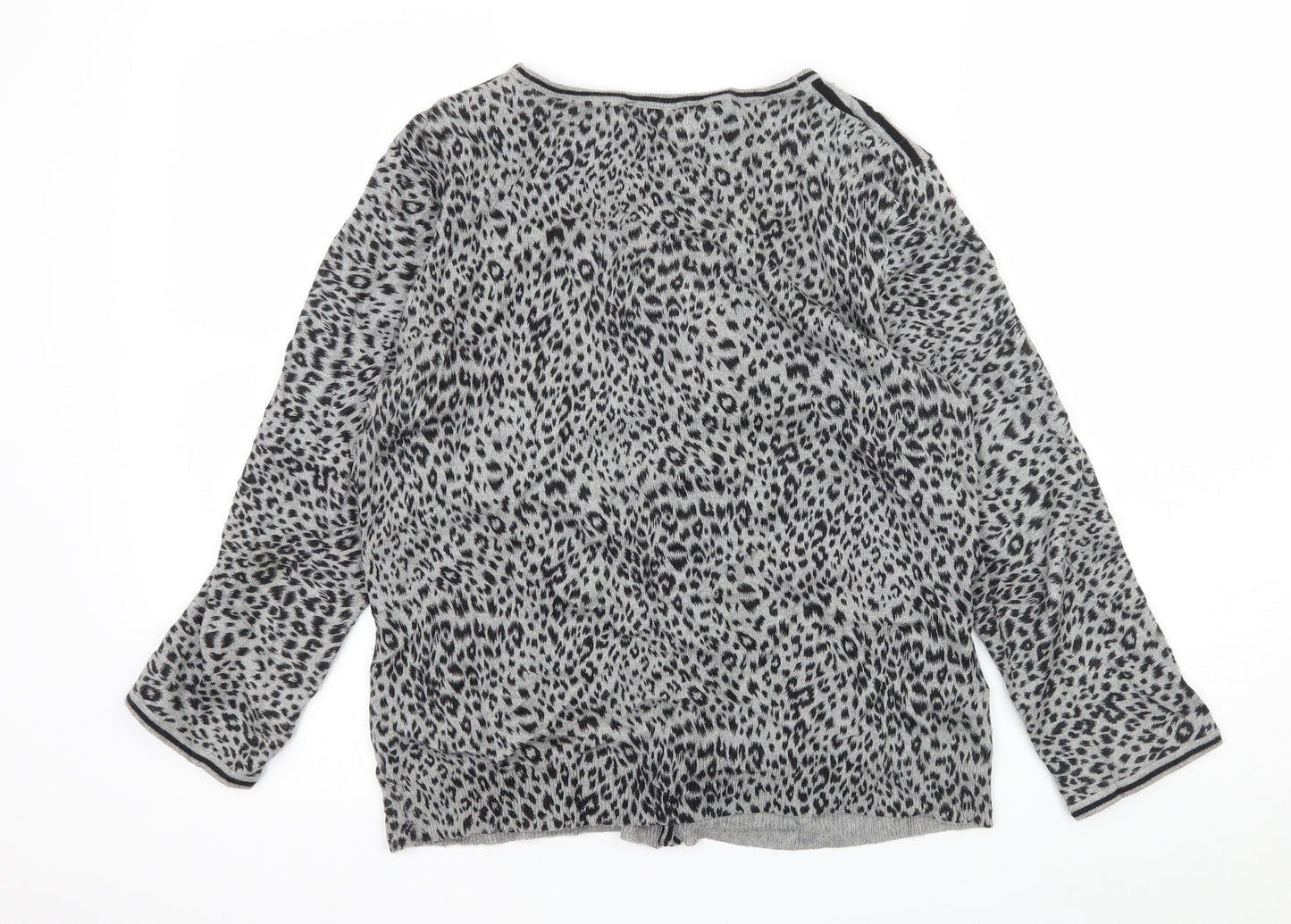 CC Womens Grey Animal Print Knit Cardigan Jumper Size M