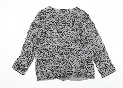 CC Womens Grey Animal Print Knit Cardigan Jumper Size M