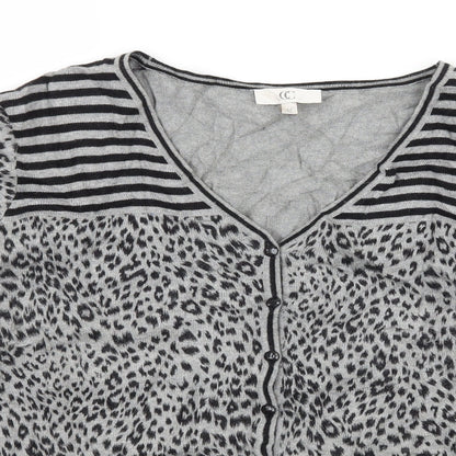 CC Womens Grey Animal Print Knit Cardigan Jumper Size M
