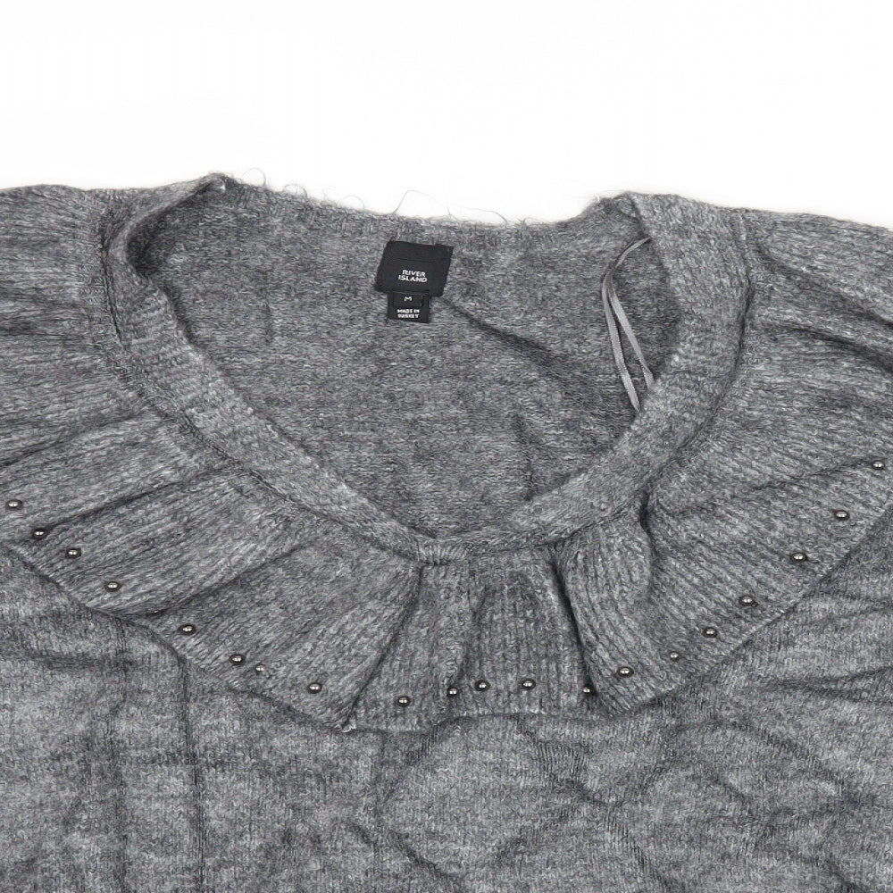 Womens UK Size M River Island Grey Pullover Jumper