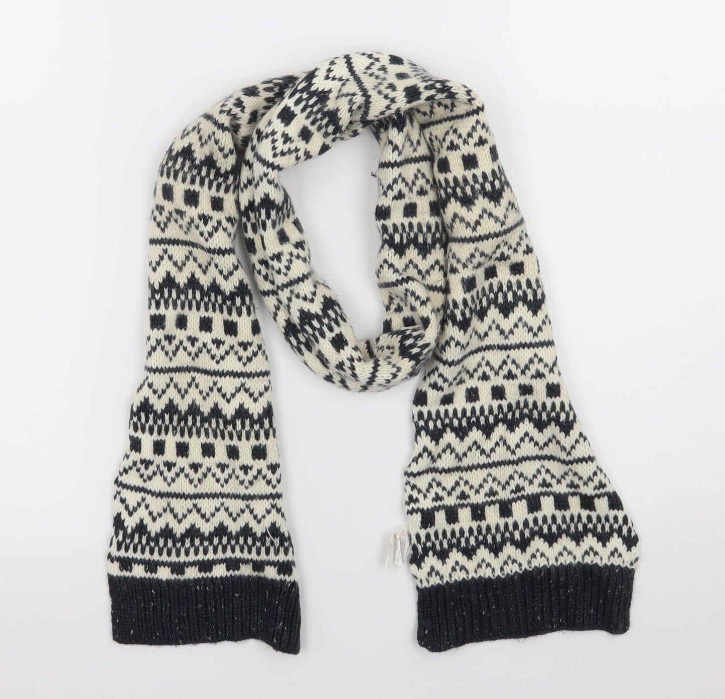Preworn Womens Ivory Geometric Knit  Scarf