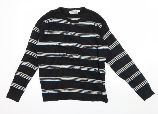 Rapid Fire Mens Black Striped Knit Pullover Jumper Size S