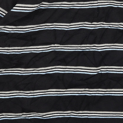 Rapid Fire Mens Black Striped Knit Pullover Jumper Size S