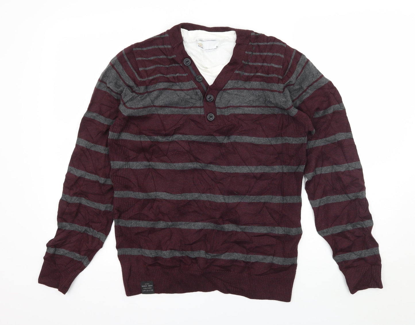 NEXT Mens Purple Striped Knit Pullover Jumper Size S