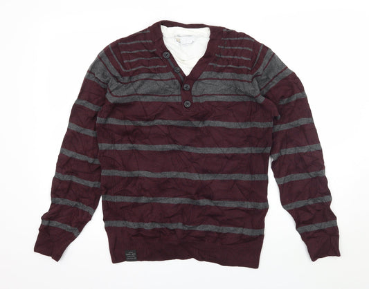 NEXT Mens Purple Striped Knit Pullover Jumper Size S