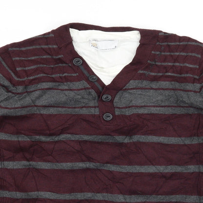 NEXT Mens Purple Striped Knit Pullover Jumper Size S