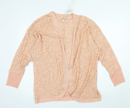 Womens UK Size 16 Note Orange Cardigan Jumper